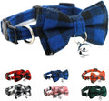 Blue Plaid Bow Dog Collar with Bell, Breakaway Cat Bell Collar with Bowtie Christmas Puppy Collars Boy for XXS Xs Small Tiny Little Pet Dogs Male Kitten, for Hoilday Birthday Party
