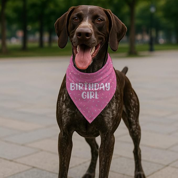 Happy Birthday Dog Bandana, Pink Birthdays Party Pet Scarf, Adjustable Triangle Dog Bandana for Small and Medium Dogs, Fun Party Dogs Accessory for Birthday Celebrations