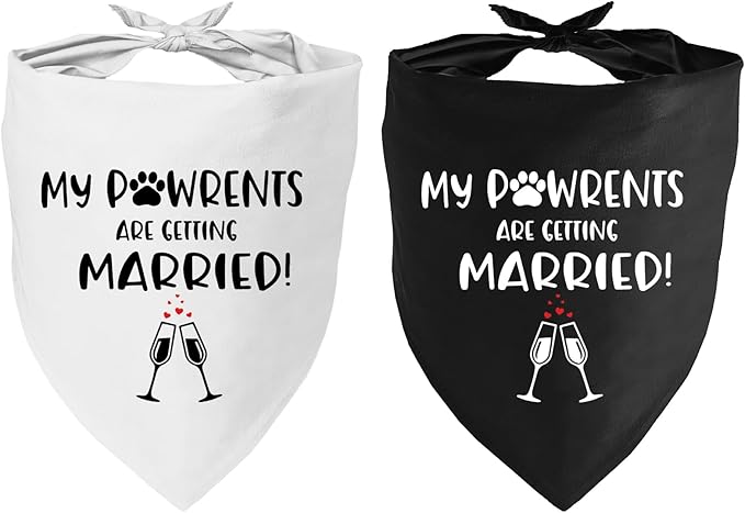 Getting Married Pet Dog Bandana, Engagement Announcement Dog Wedding Bandana, Pets Triangle Scarf for Small Medium Large Dogs, Pets Accessories for Dogs Lovers, Bridal Shower Gift,2 Packs