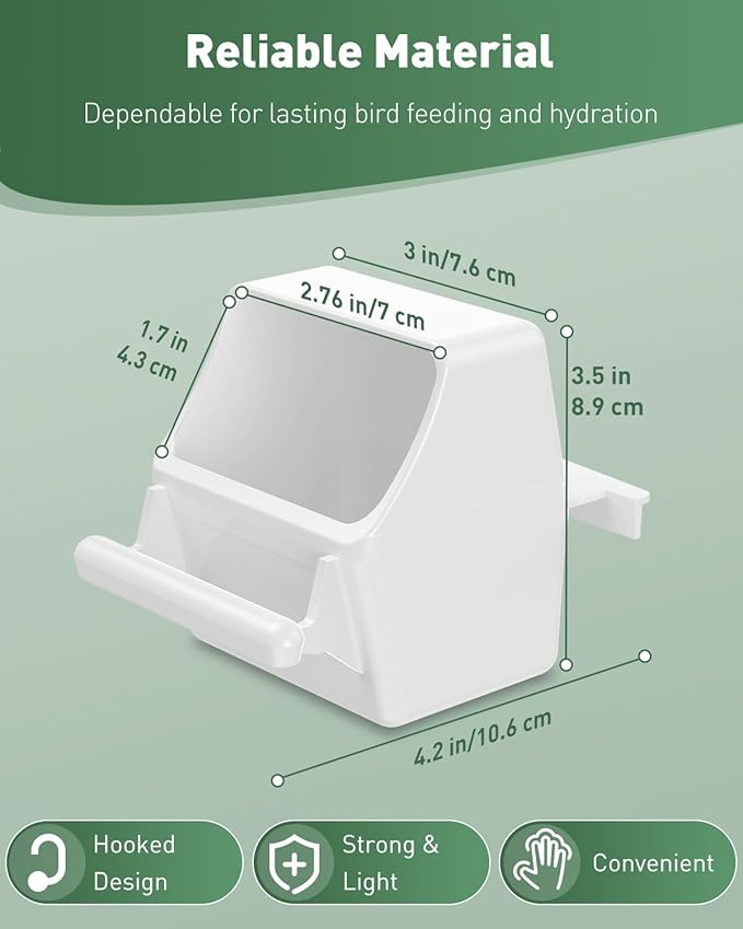 Pawfly 1 Pcs Bird Feeder Hanging Plastic Bird Cage Feeders with Hooks Birds Water Dispenser with Perch Birds Water Feeders for Cage Parrot Feeder Food Bowl for Parakeet Cockatiel Canary