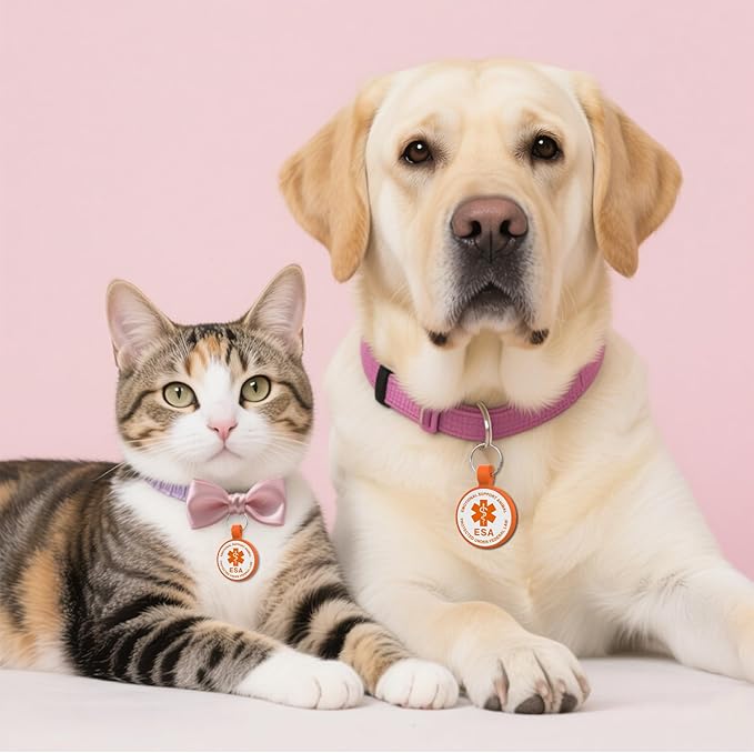 ESA Dog Tag, QR Code Dog Tag, Modifiable Free Pet Online Profile, Scannable QR Code, Scan QR Send Instant Location Alert Email, Silicone Lightweight ID Tag for Dog and Cat (Orange, Regular)