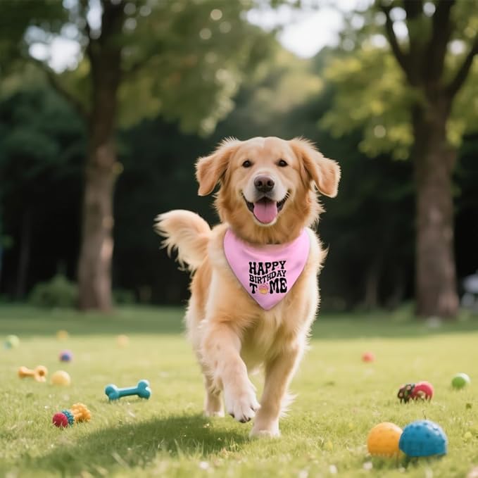 Happy Birthday to Me Pink Dog Bandana, Cute Birthday Gifts for Dog Lover Mom New Pet Owner, Pup Scarf Accessory Photo Prop for Festive Celebration Party Dinner, First Birthday Supply for Pup