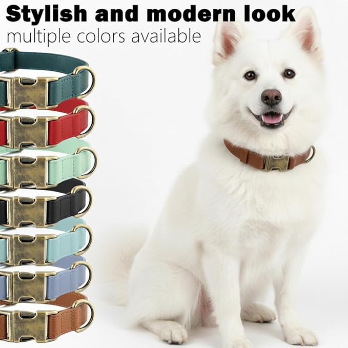 Dog Collar and Leash Set,Leather Silicone Waterproof Odor-Proof Dog Collar and Leash for Small Dogs, Soft Flexible Dog Collars, Durable Thick Adjustable Pet Collar (Brown, Small (9-14" Neck))