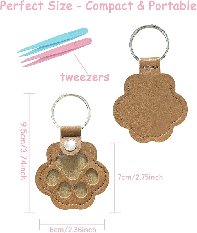 Paw Dog Hair Keychain - Premium Leather Pet Fur Keepsake, Waterproof Memory Charm for Dog/Cat Lovers, Bag & Key Accessory