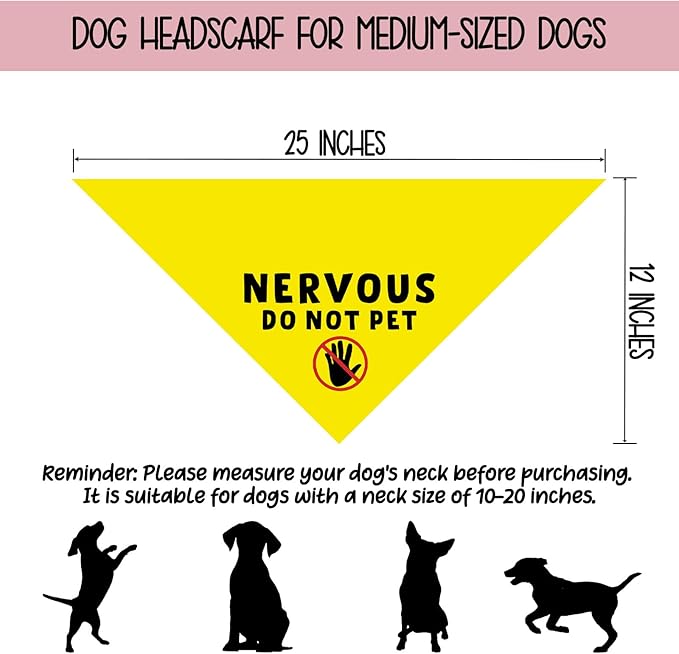 Nervous Do Not Pet Dog Bandana, Nervous Anxious Dog Bandana No Hand Sniffs Gift for Dogs Lover Pet Scarf for Boy & Girl for Small and Medium Cat Dogs