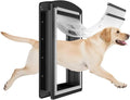 MAVRICFLEX Large Dog Door for Door - All-Stainless Steel Frame, Weather-Resistant Double Soft Flaps, 2 Sliding ABS Panels for Indoor/Outdoor Use, Fits Large Dogs Up to 110 LBS, Easy Install， Black