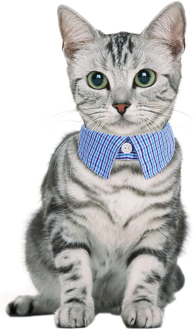 Faleela 2 Pack/Set Cat Collar with Cute Bow Tie and Bell,Breakaway Plaid Shirt Collar for Kitty Adjustable Safety