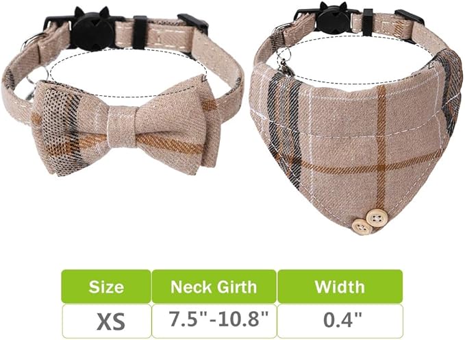 Faleela Breakaway Cat Collar with Bells - 2 Pack Cat Collar with Bells, Cat Collars with Bandana, Accessories for Pet Collars, Adjustable for Cats and Small Dogs