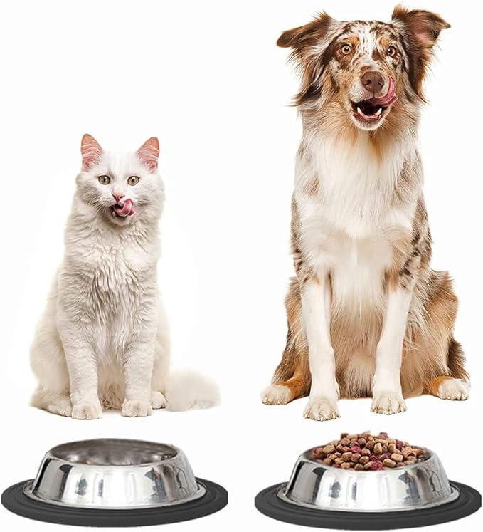 2 Pack Silicone Pet Food Mat, Small Rubber Mat for Dog Bowl, Cat Food Mat, Cat Bowl Mat Placemat Prevent for Food and Water Overflow, 9.5"x9.5"