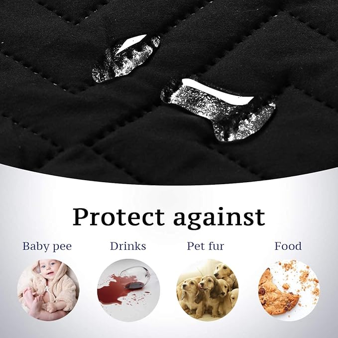 H.VERSAILTEX Futon Cover Reversible Sofa Slipcover Furniture Protector Water Resistant 2 Inch Wide Elastic Straps Sofa Bed Pets Kids Dog Cat Fit Sitting Width Up to 70"(Futon, Black/Grey)