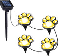 Paw Print Solar Lights - Outdoor Garden Decoration Waterproof, Cat Dog Animal Set (4), Pet Cemetery, Grave Memorial, Gifts for Pet Lovers (Warm White)