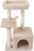 FISH&NAP Cute Cat Tree Kitten Cat Tower for Indoor Cat Condo Sisal Scratching Posts with Jump Platform Cat Furniture Activity Center Play House Beige