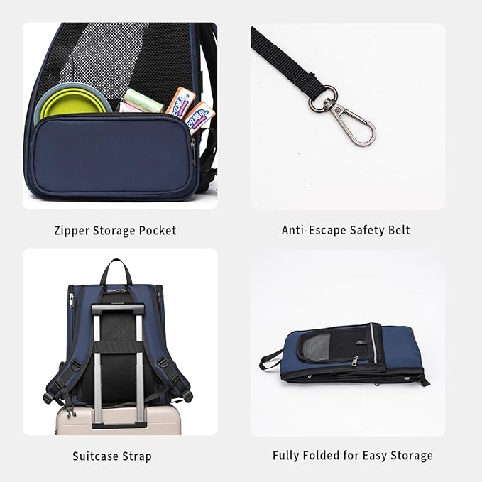 Cat Backpack，Expandable Cat Carrier Backpack, Dog Backpack Carrier and Pet Carrier Backpack, Suitable for Cats, Dogs Kitten or Small Dogs, Travel Friendly Puppy Cats Bag (Blue)