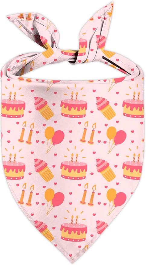 Birthday Dog Bandanas, Double Side Reversible Large Pet Bandanas, Adjustable Triangle Holiday Scarves for Dogs Girl Boy Pets, Christmas Stocking Stuffers for Dogs