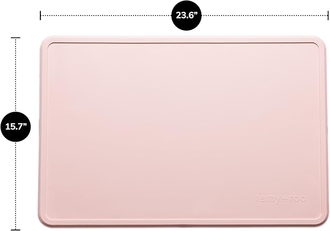 Remy+Roo Peony Silicone Dog Food Mat for Pet Bowl | 100% Waterproof | Non-Slip | Dishwasher Safe