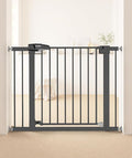 Baby Gate for Stairs, 29.5-40.5" Dog Gate for Doorways, Walk Thru Auto Close Metal Child Gate for The House, Stairs and Doorways, Pressure Mounted Pet Gate for Dog Indoor (Black)