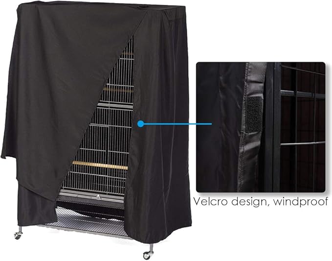Bird Cage Covers for Night Large Birdcage Protection Blackout Breathable Washable Waterproof Material Universal Fit Black