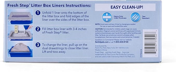 Fresh Step Jumbo Drawstring Cat Litter Box Liners, Unscented Heavy Duty Kitty Litter Bags for X-Large Oval or Rectangle Pans, Helps Contain Mess, Easy Lift Out Cleanup, 36 x 19 in, 7 Count - 3 Pack