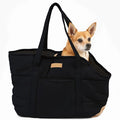 Plush Dog Purse Carrier for Small Dogs, Soft Dog Tote Bag with Safety Harness Clip, Cozy Pet Carrier for Dogs Under 15 lbs, Comfortable Dog Shoulder Carrier for Travel, Black