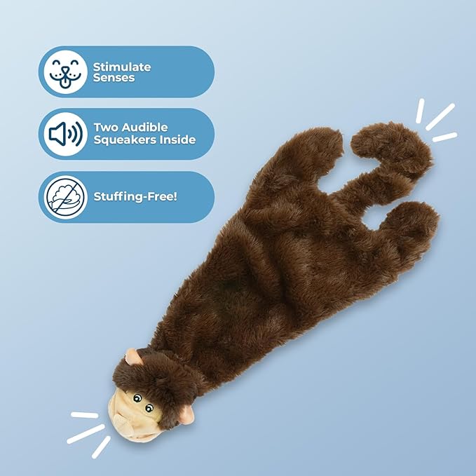 Best Pet Supplies Squeaky Dog Toys with Soft Durable Fabric for Small, Medium and Large Pets Interactive Toy for Indoor Play, Supports Active Biting and Play - Cow, Monkey, Medium