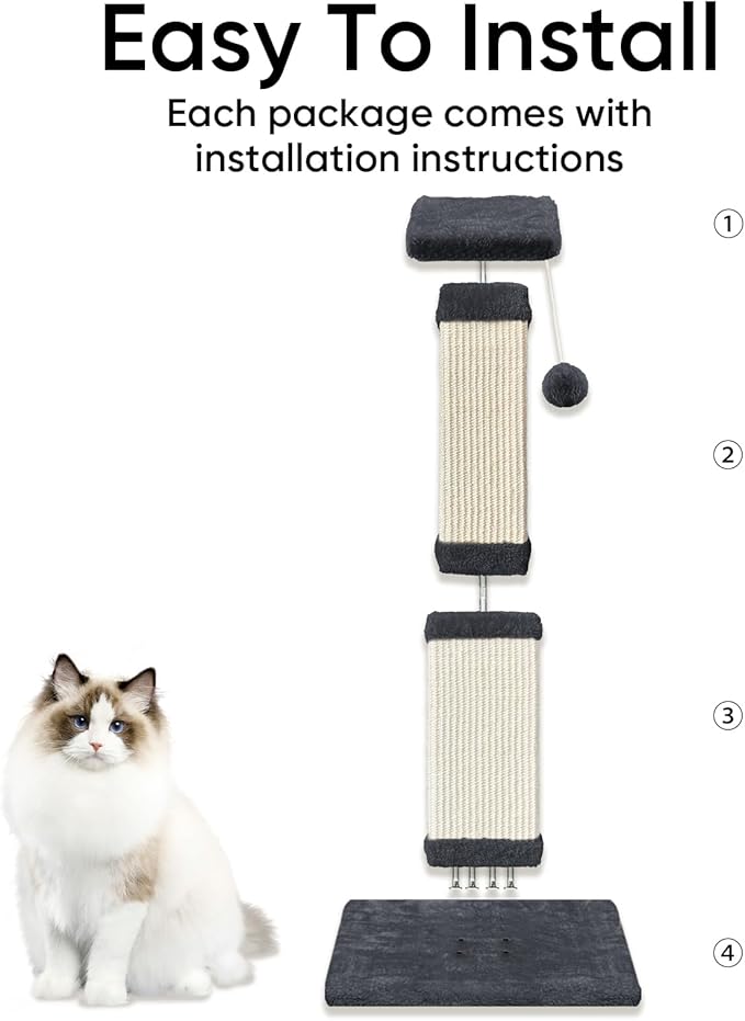 AGYM Cat Scratching Post, 32 Inch Cat Scratching Posts for Large Cats, Scratching Posts for Indoor Cats Adults, Cat Scratch Post with Nature Sisal, Deep Gray