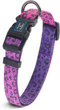 Roses&Poetry Dog Collars for Medium Dogs, Leopard Print Puppy Collar Adjustable Nylon Pet Collar Durable Reflective for Small Medium Large Dogs(Rose-Leopard M)
