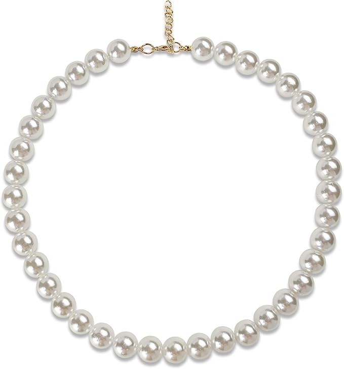 Chunky Pearl Dog Collar Large Breed (0.55 Inch), Adjustable Dog Necklace, Beaded Dog Collar Imitation White Pearls, Elegant Girl Dog Jewelry Accessories for Large Dogs