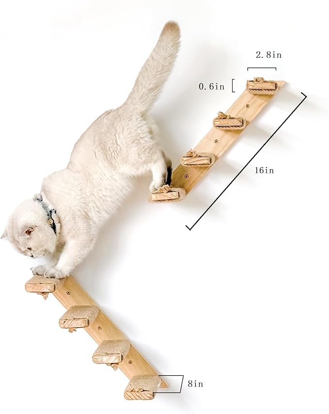 2 Pack 4 Steps Cat Wall Shelves and Stairs with Sisal Rope.Cat Wall Steps/Ladder Furniture ＆ cat Tree Supplies(Catstairs 2Pack-4Steps)