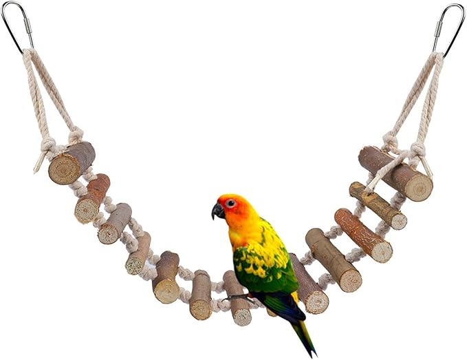 Naturals Rope Wooden Ladder Bird Swing for Parrots & Hamsters