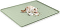 47" x 35" Silicone Cat Food Mat, Waterproof Pet Feeding Mat with Raised Edge, Extra Large Cat Bowl Mat Water Bowl Placemats for Cats, Non-Slip, Protects Floors, Easy to Clean (Light Green)