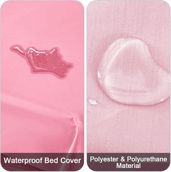 DUJUIKE Waterproof Bed Cover for Dog and Cats,Pet Hair Resistant Bed Sheet Cover, Protective Bed Liner Cover with 100% Waterproof Breathable Thin Fabric (Pink, Twin 63 * 90 inch)