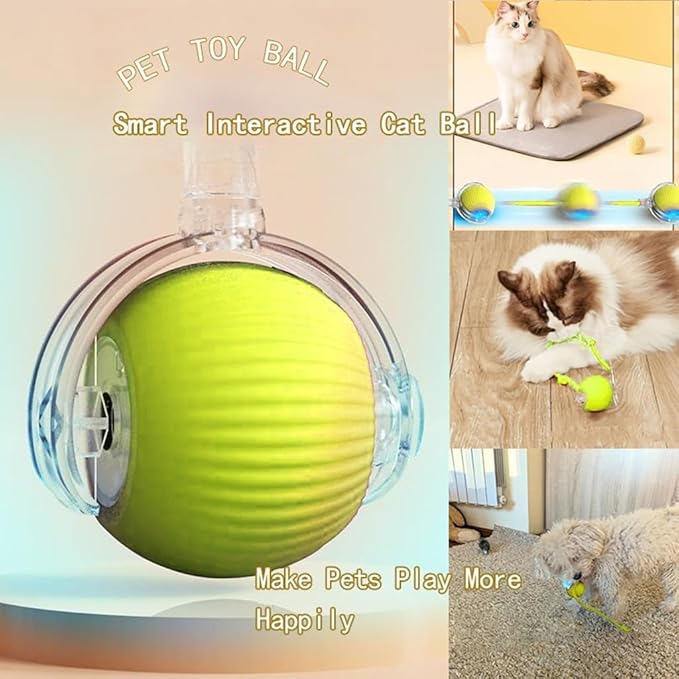 Automatic Interactive Rolling Cats Dog Toys Ball for Indoor- Rechargeable Activate Interactive Dog Pet Toy for Indoor, Self-Playing Automatic Moving Kitten Toys for Cats