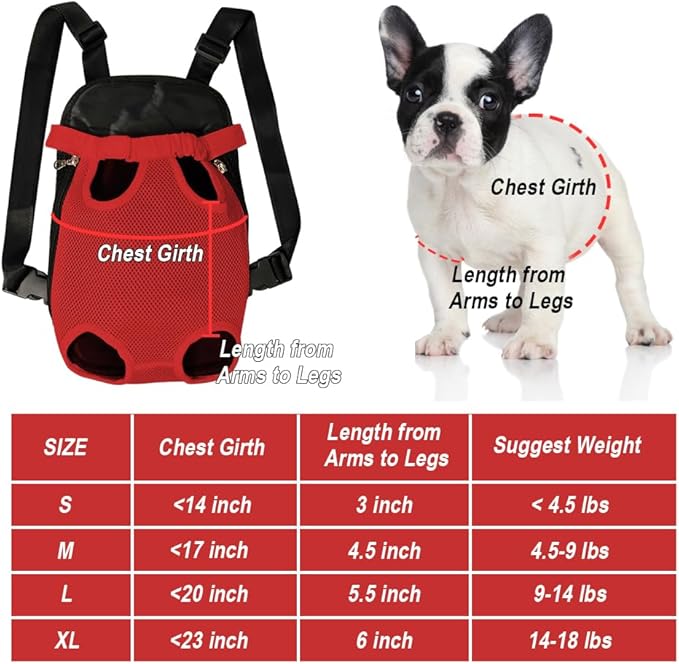 FEimaX Dog Carrier Backpack Pet Legs Out Front Cat Travel Bag, Adjustable Puppy Backpacks Carriers Hands-Free for Small Medium Dogs Cats Hiking Traveling Camping Daily Walking
