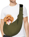 PETLOFT Reversible Dog Cat Sling Carrier, Small Dog Carrier, Adjustable Dog Sling, Hands Free Cross Body Carrier with Collar Hook for Dog/Cat/Bunny up to 11lb (Army Green)