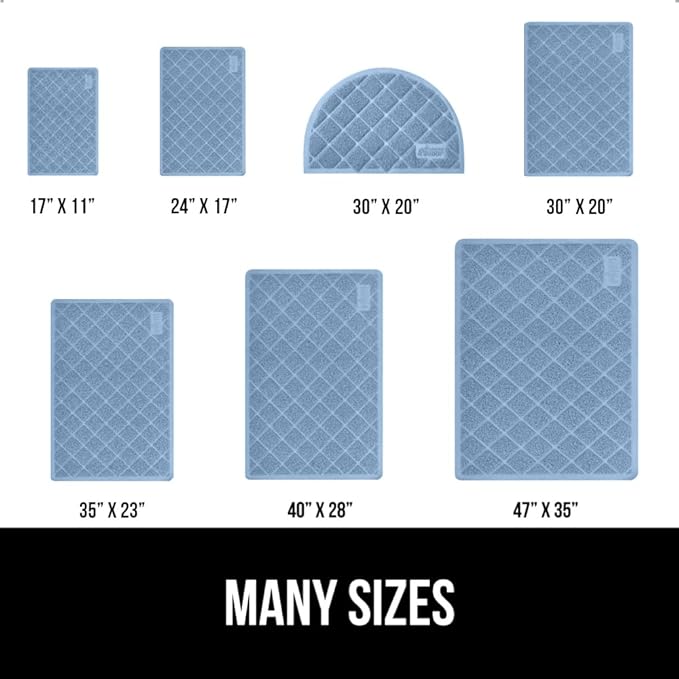 GORILLA GRIP Cat Litter Box Mat, Water Resistant, US Designed Kitty Litter Trapping Mats, Easy to Clean, Scatter Control, Less Mess and Clean Floors, Kitten Supplies for Indoor Cats, 24x17 Light Blue