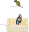 Automatic Bird Bath with Pump, Parrot Bathtub with Anti-Bite Cord Protector, USB Electric Large Bird Bathtub Circulating Water Bird Shower for Parakeet Cockatiel African Grey Lovebird(Beige)