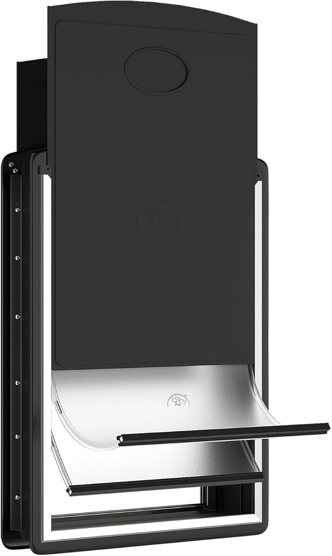 MAVRICFLEX Extra Large Dog Door for Door - All-Stainless Steel Frame, Weather-Resistant Double Soft Flaps, 2 Sliding ABS Panels for Door Use, Fits Giant Dogs Up to 220 LBS, Easy Install, Black