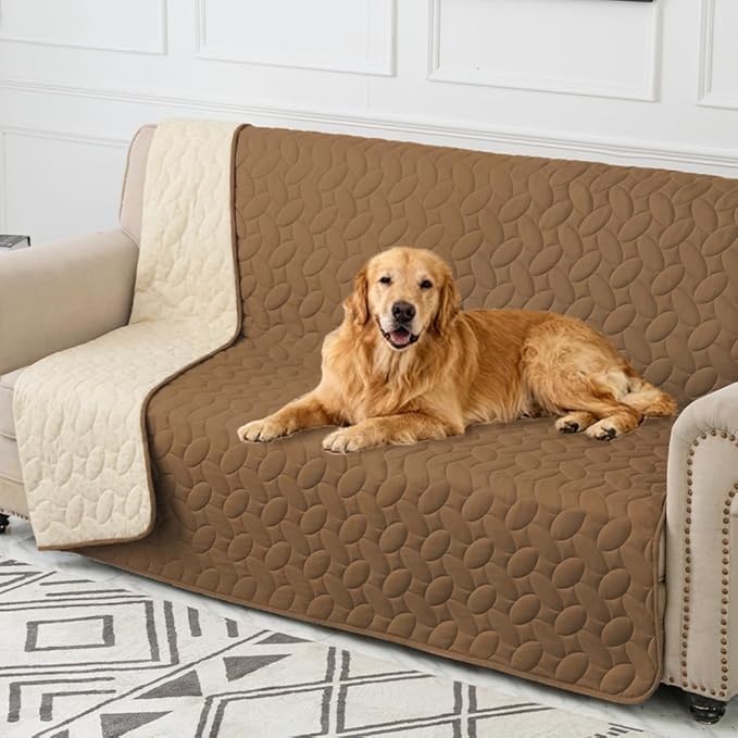 Ameritex Waterproof Pet Bed Cover Anti-Slip Dog Bed Blanket for Sofa and Furniture Waterproof New Pattern Design (Camel, 82x120 Inch (Pack of 1))