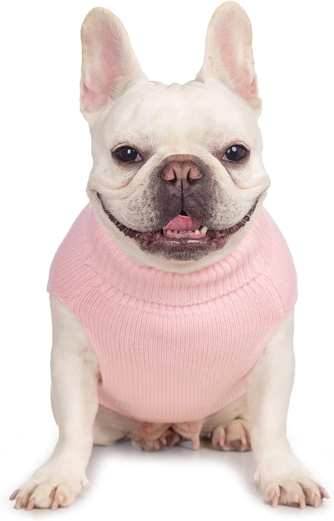 Cat Sweater, Acrylic Turtleneck Sleeveless, Light Pink, Small (Winter, Warm, Comfortable, Unisex, 14 Colors, 4 Sizes, Hand Wash)