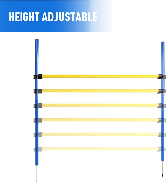 Pet Prime Dog Agility Training Equipment for Dog Obstacle Course Backyard Height Adjustable Jumper Hurdle Bar Portable Dogs Park Exercise Tool