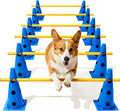 Dog Agility Course Backyard Set, Dog Agility Hurdle Cone Set with Height Adjustable Crossbar for Rehabilitation & Beginners, Dog Agility Equipment for Dog Obstacle Course - 12 Inch