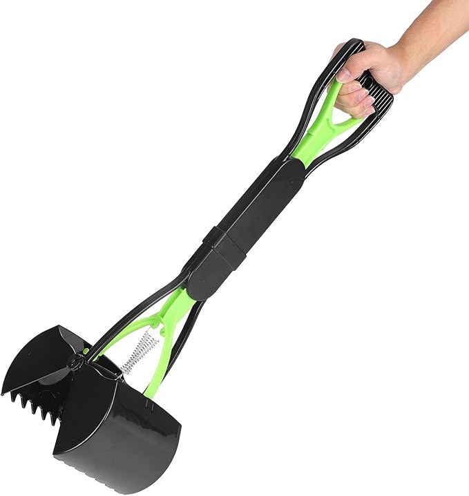 Pet Pooper Scooper, Long Handle Folding Poop Scoop, Stable Jaw Scoop Easy for Small Pet Poop, Pick Up Animal Waste Dog Puppy Cat Waste Picker Cleaning Tools Outdoor Dog Pooper Scooper(green+black)