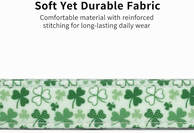 St. Patrick's Day Dog Collar, Cute Dog Collar with Green Clover Print for Small Dogs, Small Puppy Collar for Girl Dogs & Boy Dogs, S