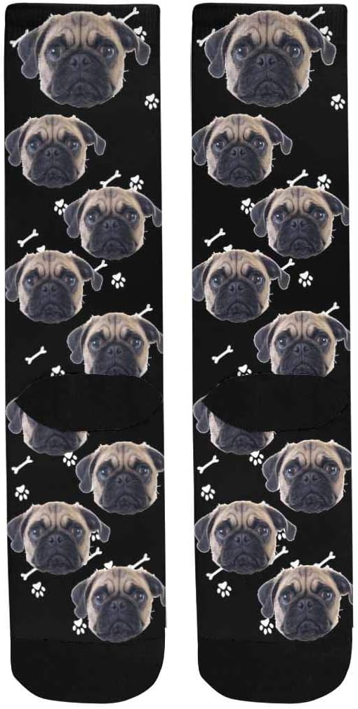Custom Face Socks, Personalized Dog Lover Pet Photo Picture on Socks Unisex Athletic Crew Socks for Men Women