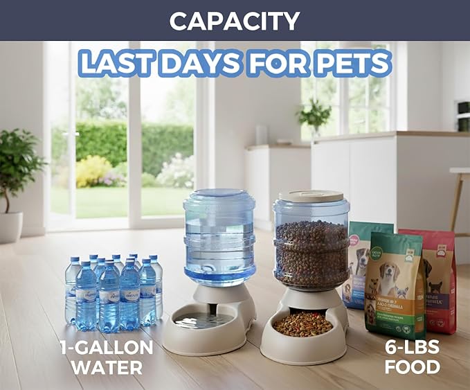 Pet Feeding Solution Automatic Cat & Dog Cafe Feeder and Water Dispenser in Set with Food Scoop - Ito Rocky 6-Meal Automatic Food Dispenser for Small/Middle Puppy and Kitten