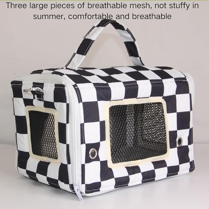 Bird Travel Carrier with Perch Parakeet Carriers with Net, Pad Mat, Feeder Portable Pet Carrier Bag for Bird Transparent Travel Carrier Cage for Budgie Conure Cockatiel (Black and White)