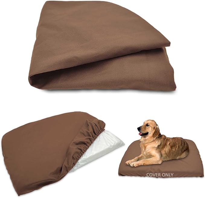 Dog Bed Cover Waterproof Replacement Machine Washable Covers for Dog Bed Heavy Duty Scratch Resistant Mattress Protector Pet Bed 41x27 Inch Brown Cover Only