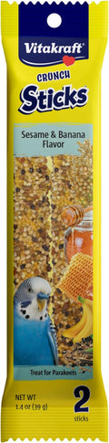 Vitakraft Crunch Sticks Parakeet Treat - Pet Bird Treat Toy - Long-Lasting Chewing Fun (Sesame & Banana)