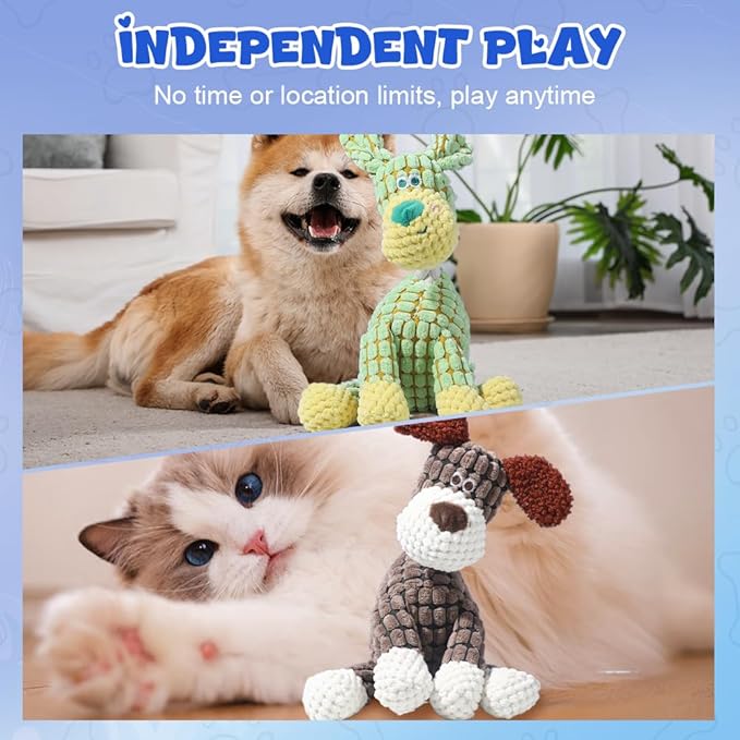 2025 New Dog Toys, Indestructible Plush Dog Toy, Dogs Toys for Aggressive Chewers, Dogs Squeaky Chew Toy for Indoor Pups Teething (Green 1pcs)