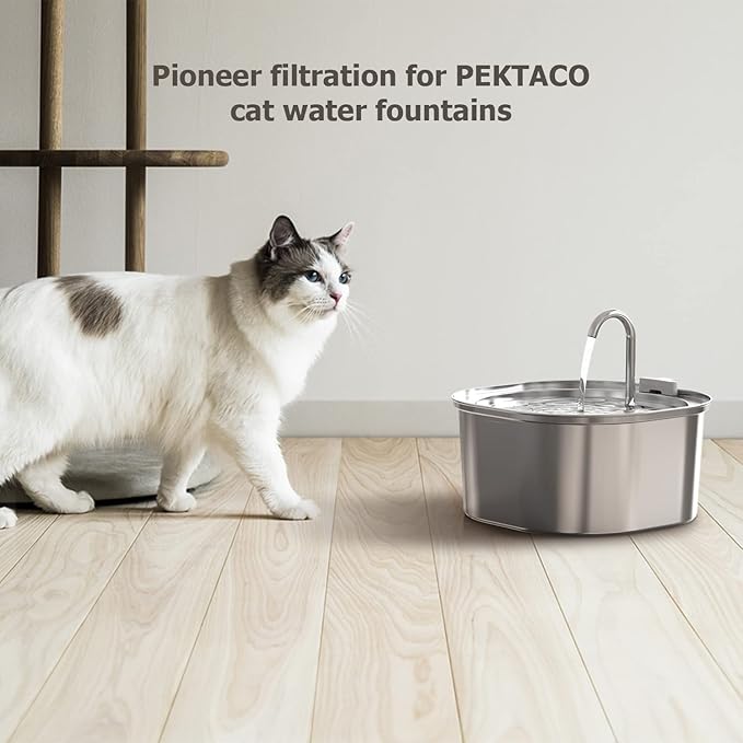 PEKTACO Cat Water Fountain Filters Replacement & Pre-Filter Sponges for 3.2L/108oz Automatic Pet Fountain, Dog Water Dispenser 18 Pack Filters & 9 Pre-Filter Sponges Foam Filters